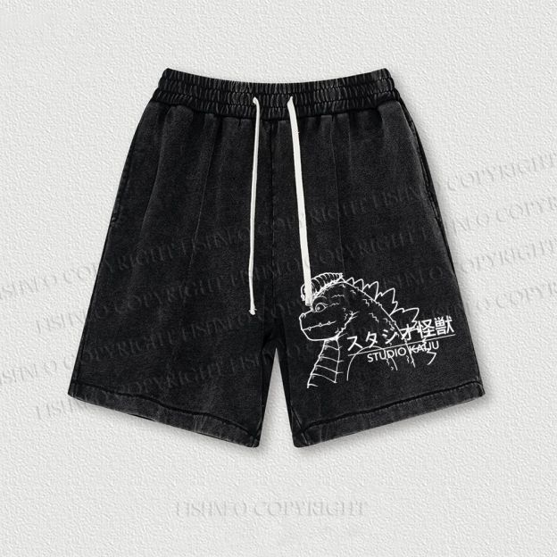 Studio Kaiju Gozila Washed Vintage Shorts