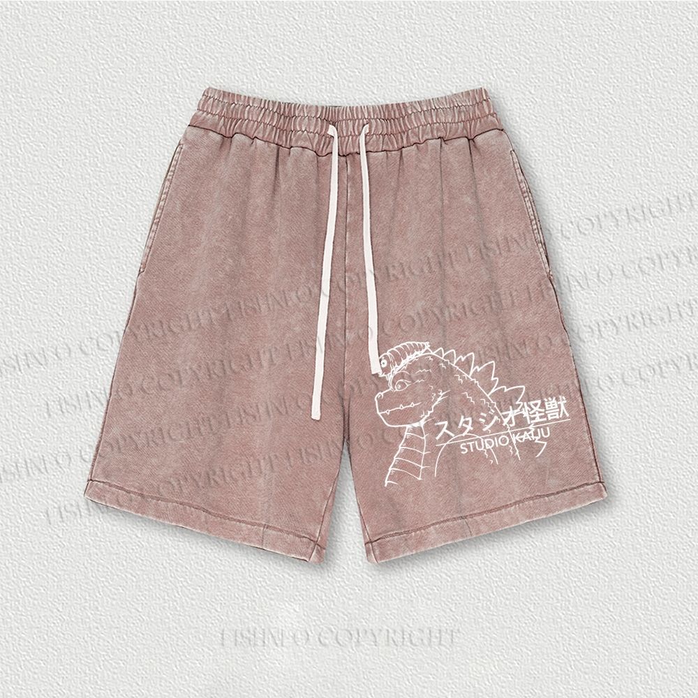 Studio Kaiju Gozila Washed Vintage Shorts