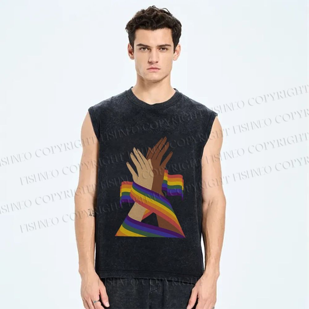 Unisex Pride Printed Washed Tank Top