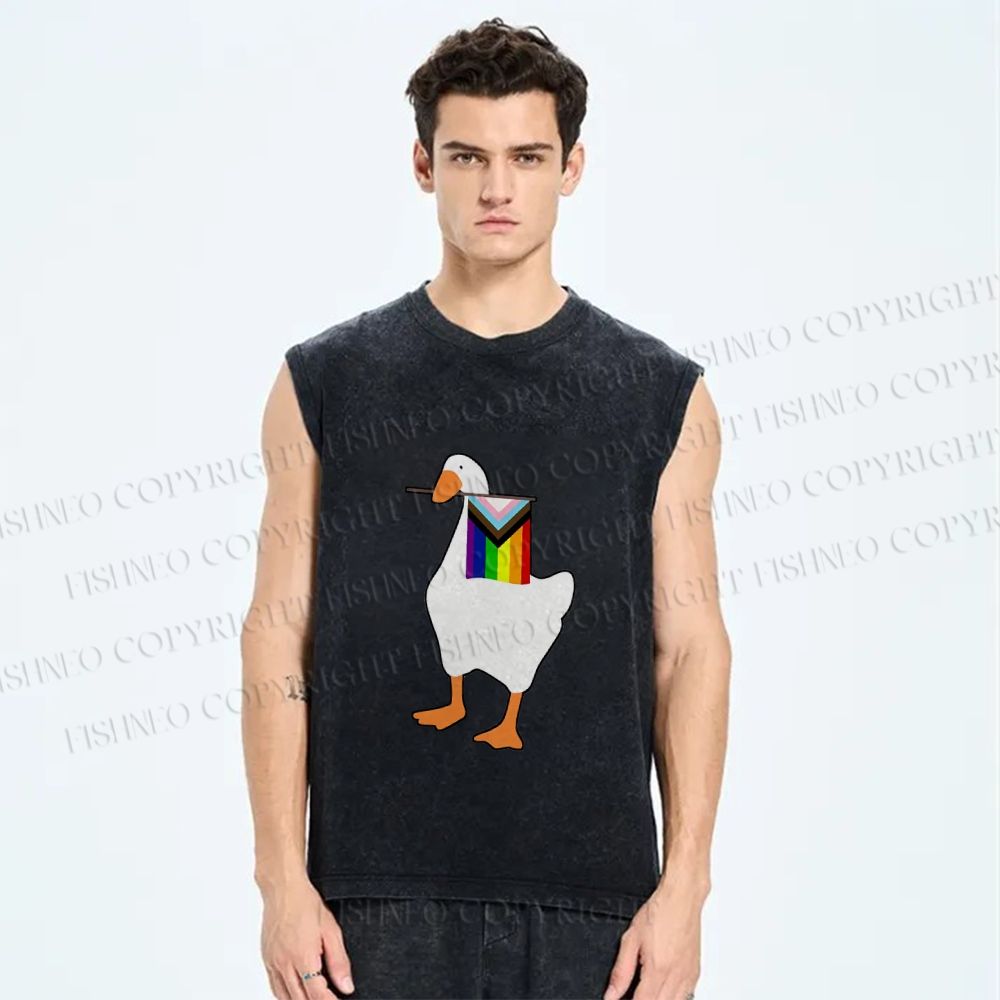 Unisex Pride Silly Goose Printed Washed Tank Top