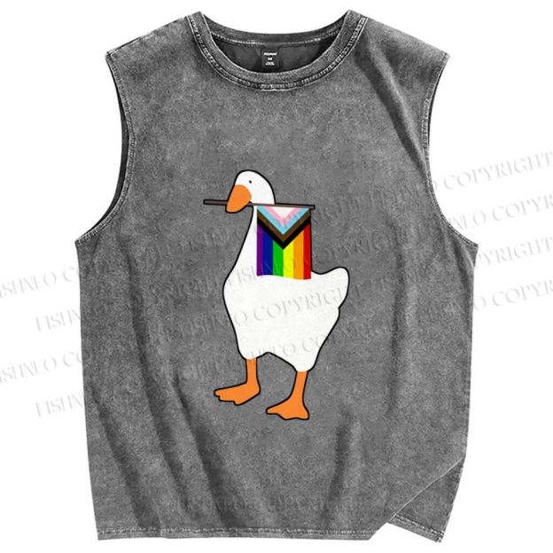 Unisex Pride Silly Goose Printed Washed Tank Top