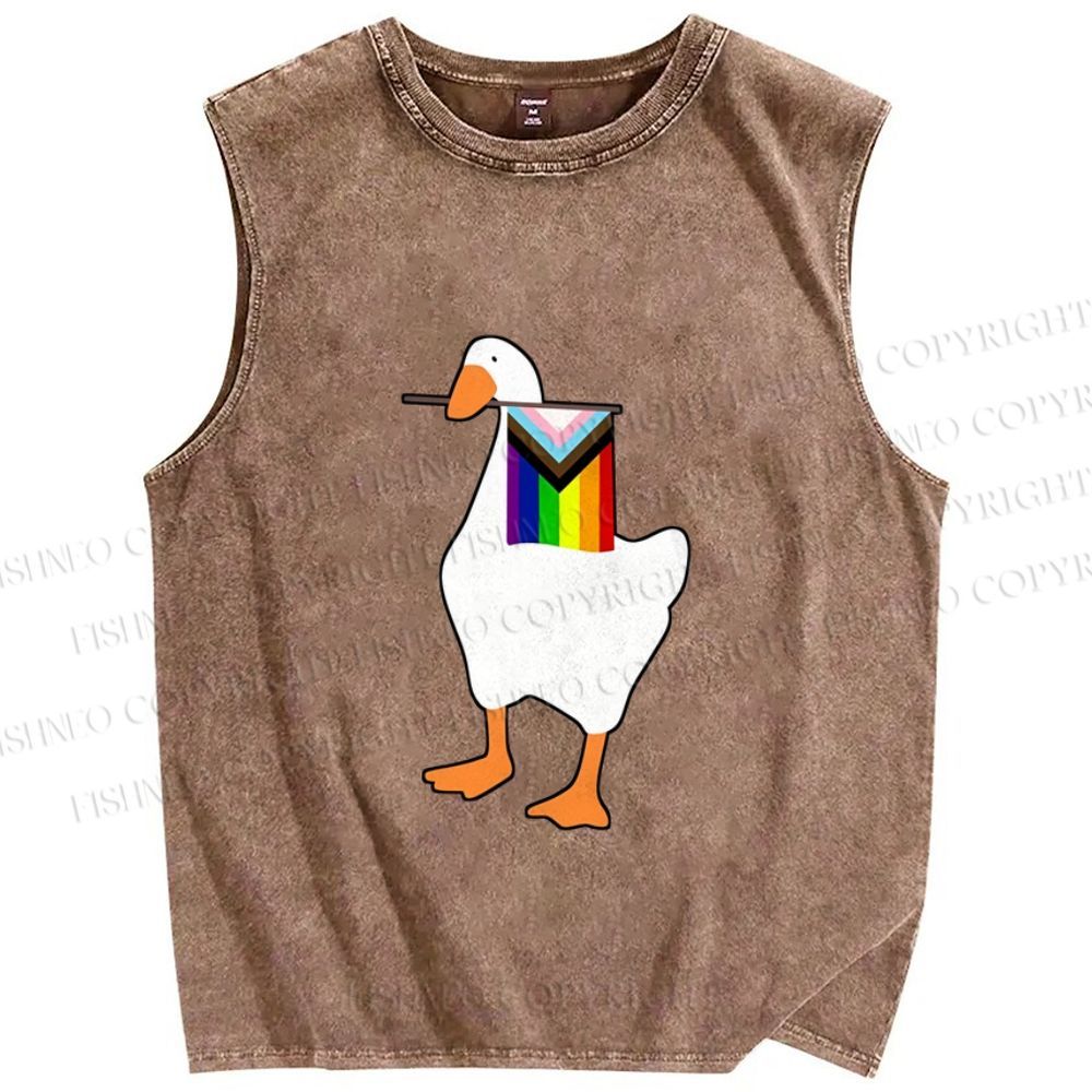 Unisex Pride Silly Goose Printed Washed Tank Top
