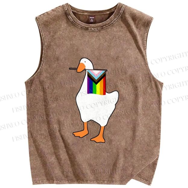 Unisex Pride Silly Goose Printed Washed Tank Top