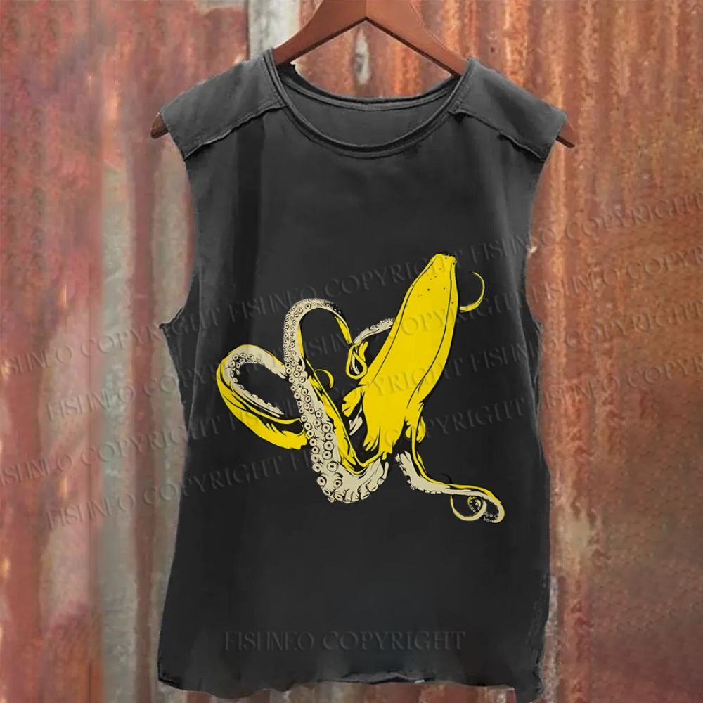 Octopus Banana Vintage Washed Tank Top