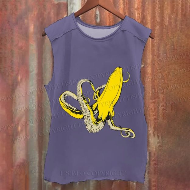 Octopus Banana Vintage Washed Tank Top