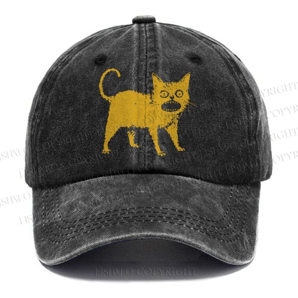 Unisex Horrible Japanese Cat Vintage Vintage Casual Washed Cap