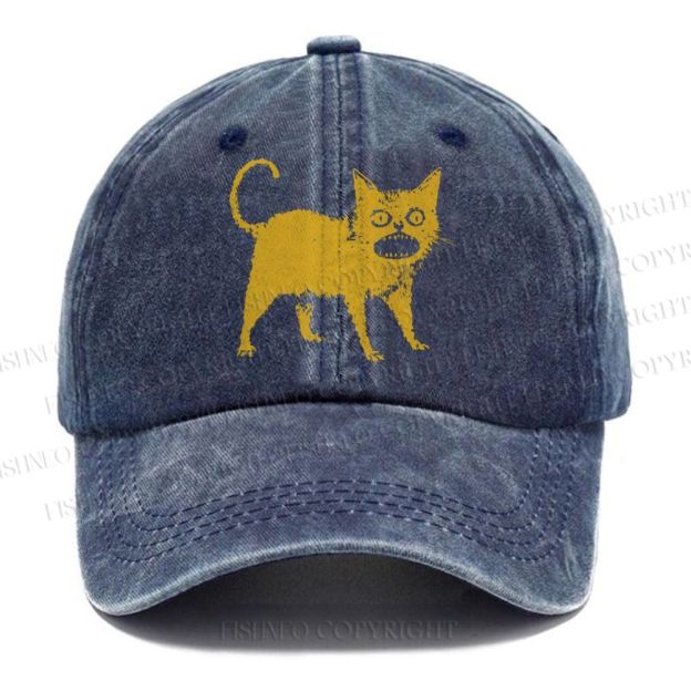 Unisex Horrible Japanese Cat Vintage Vintage Casual Washed Cap