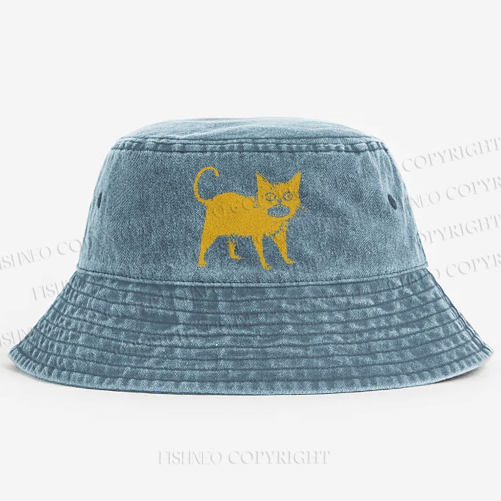 Horrible Japanese Cat Vintage Washed Bucket Hat