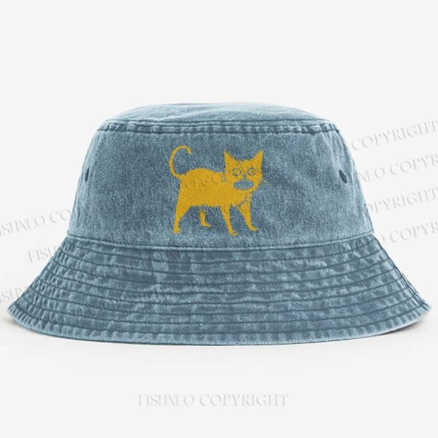 Horrible Japanese Cat Vintage Washed Bucket Hat