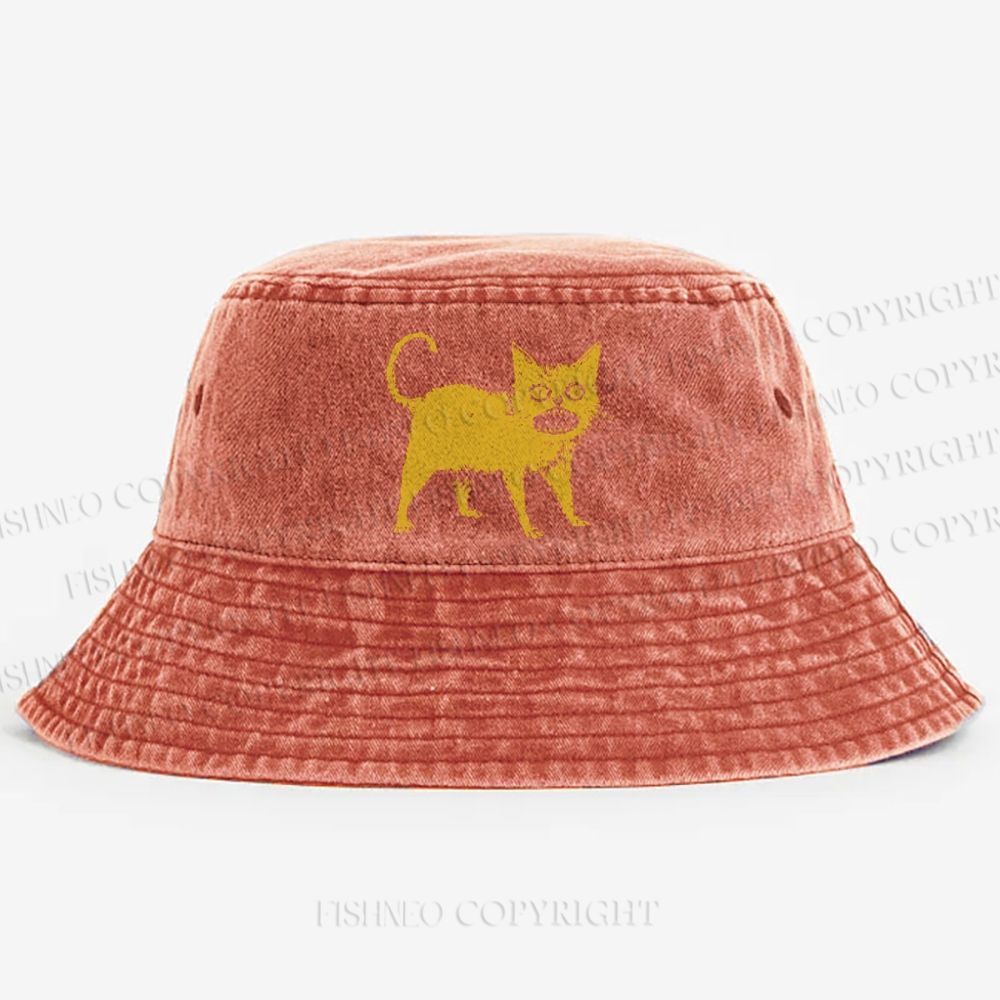 Horrible Japanese Cat Vintage Washed Bucket Hat
