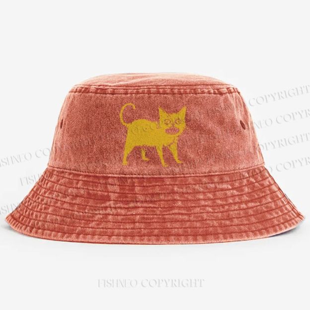 Horrible Japanese Cat Vintage Washed Bucket Hat