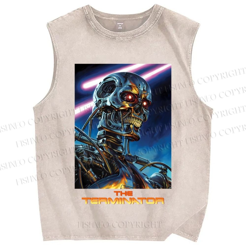 Unisex Terminator Poster Printed Washed Tank Top