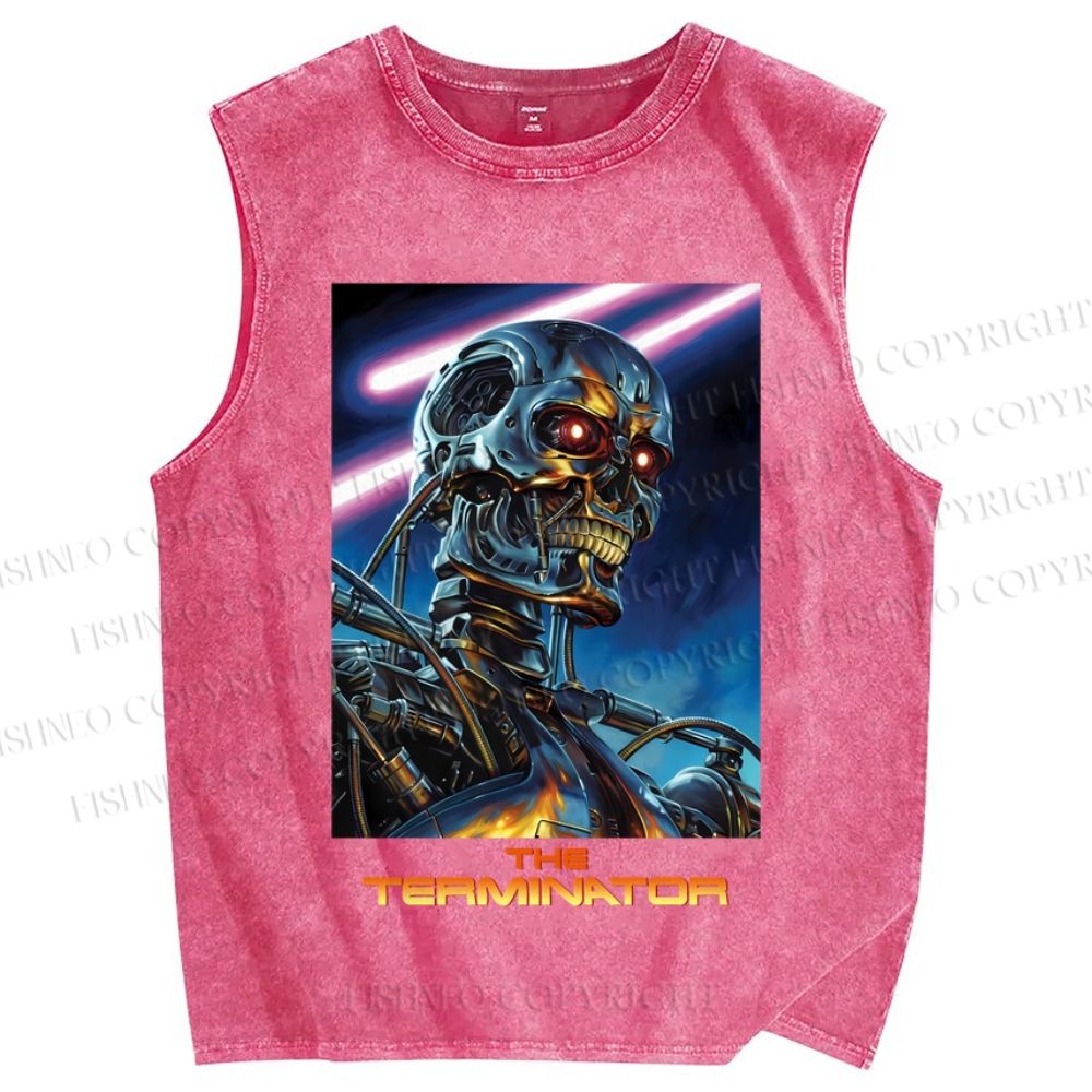 Unisex Terminator Poster Printed Washed Tank Top