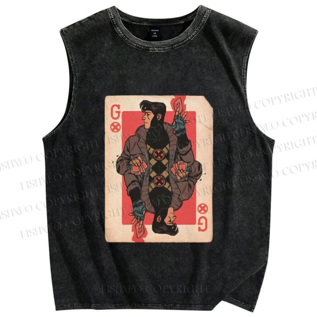 Unisex X-Men Gambit Printed Washed Tank Top