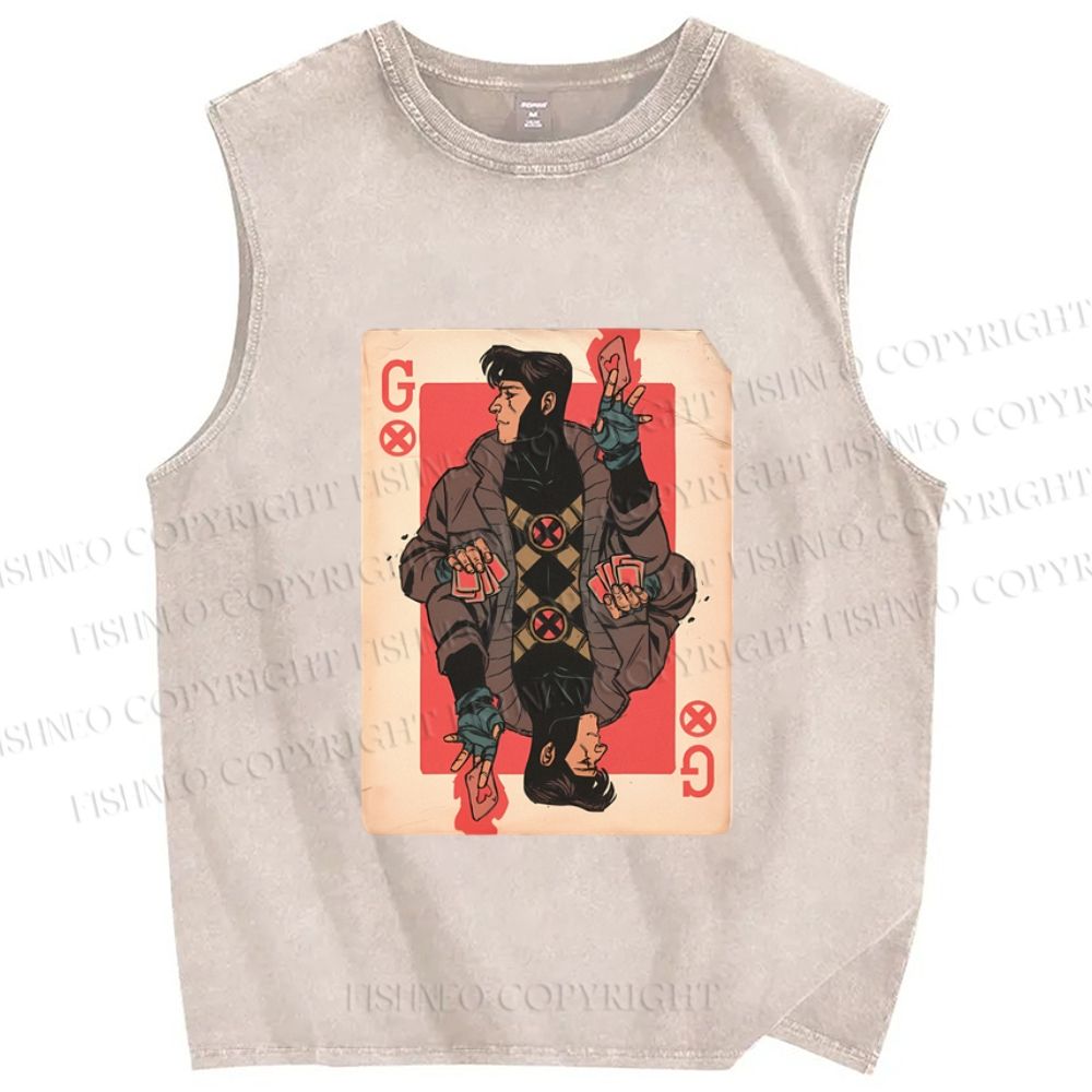 Unisex X-Men Gambit Printed Washed Tank Top