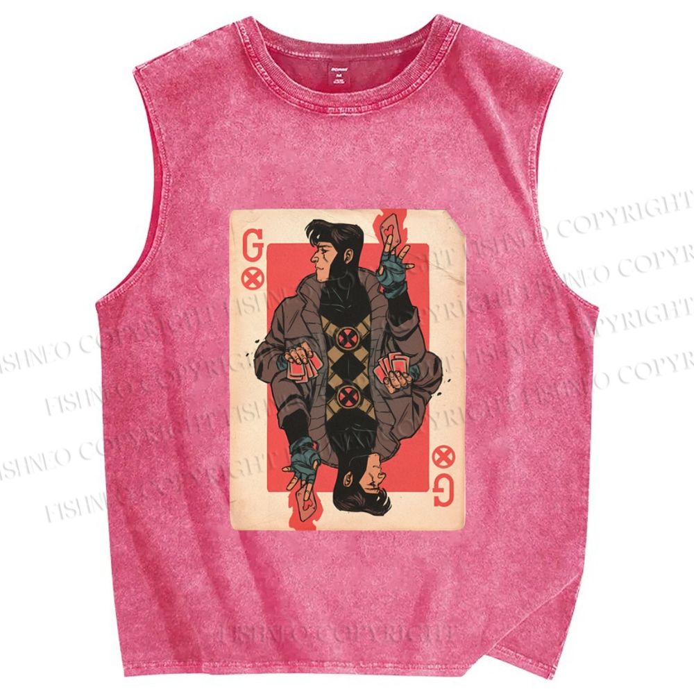 Unisex X-Men Gambit Printed Washed Tank Top