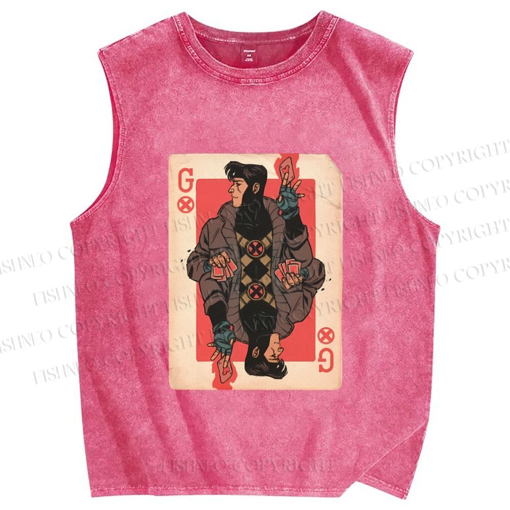Unisex X-Men Gambit Printed Washed Tank Top