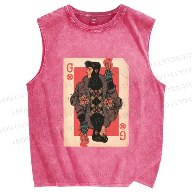 Unisex X-Men Gambit Printed Washed Tank Top