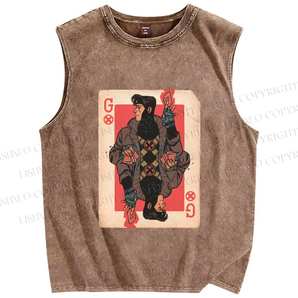 Unisex X-Men Gambit Printed Washed Tank Top