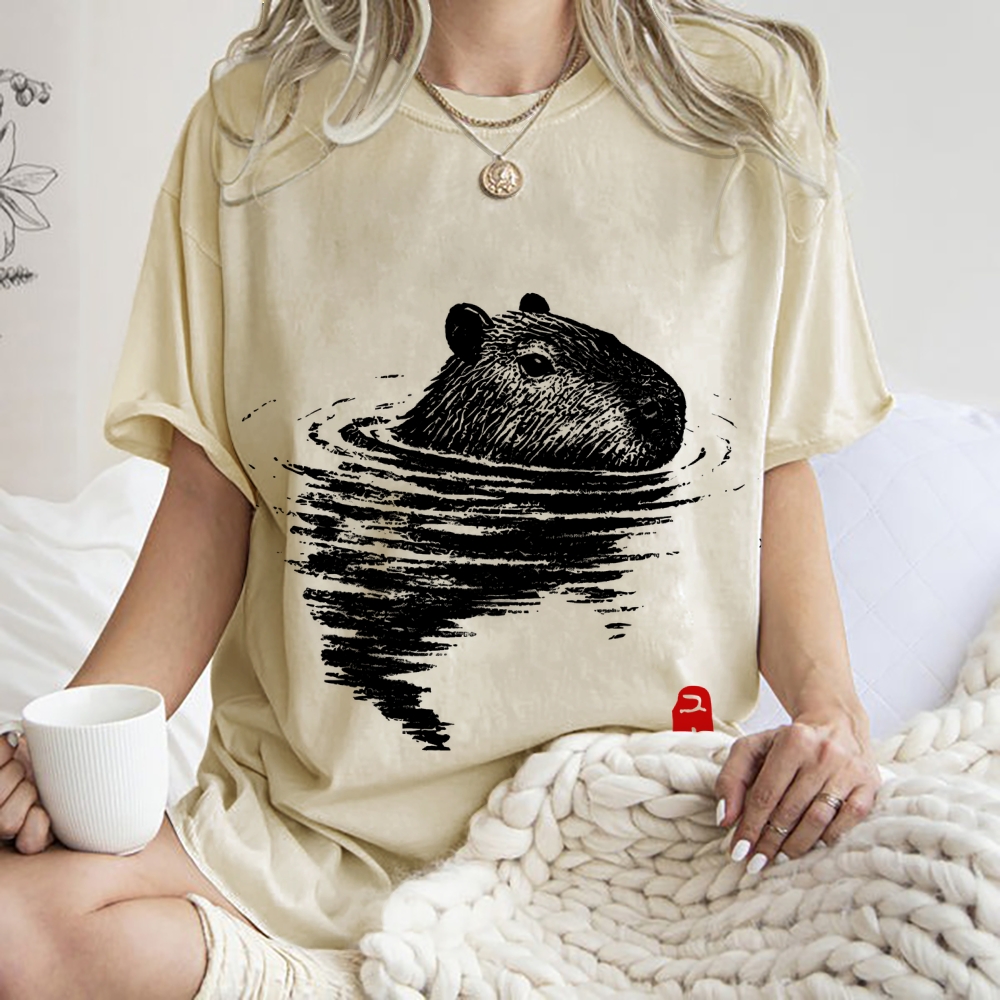 Swimming Capybara Vintage Washed T-shirt
