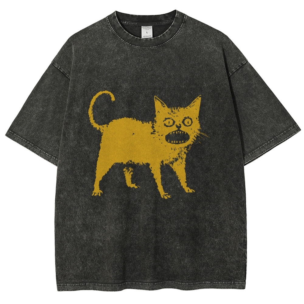 Horrible Japanese Cat Washed T-Shirt
