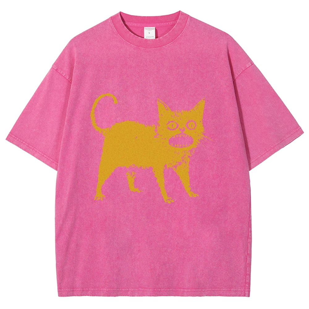  Horrible Japanese Cat Washed T-Shirt