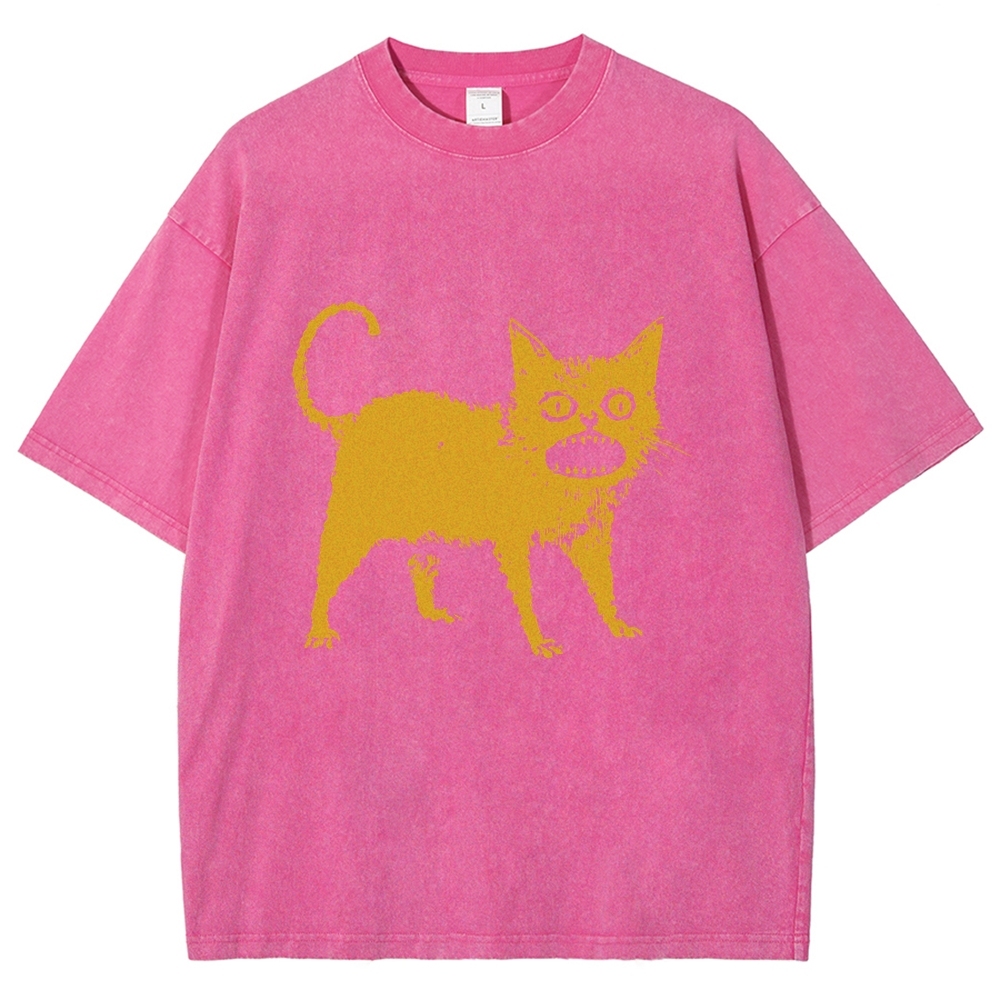 Horrible Japanese Cat Washed T-Shirt