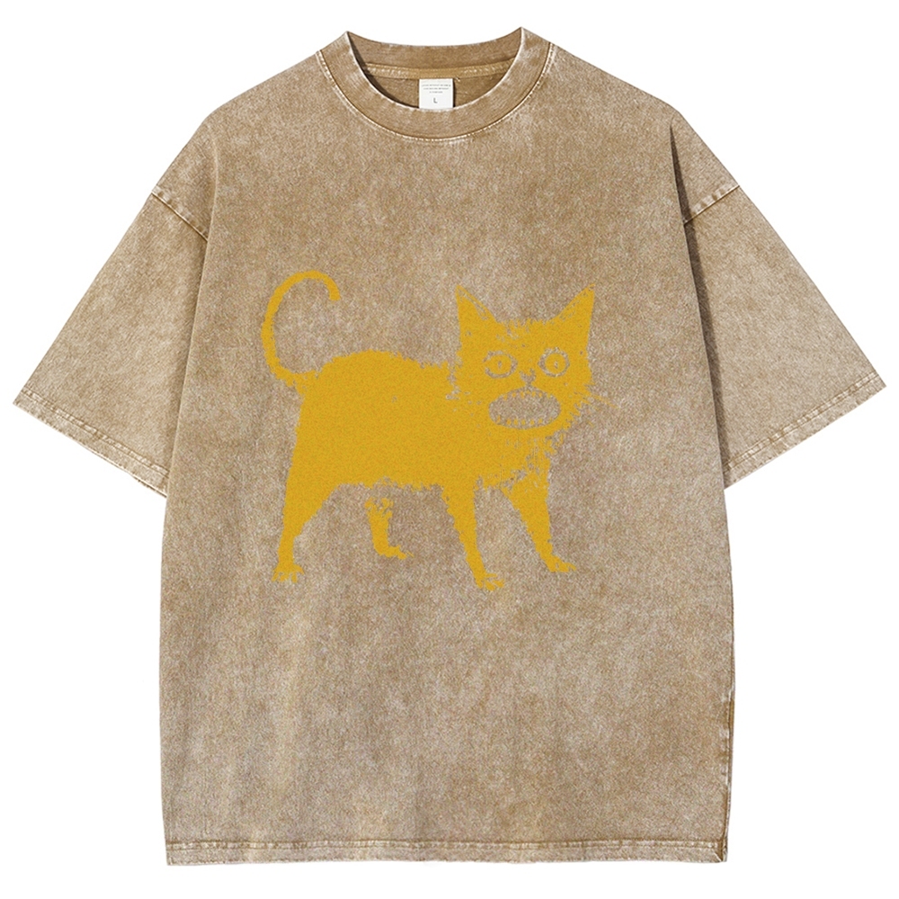 Horrible Japanese Cat Washed T-Shirt