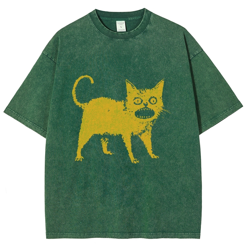 Horrible Japanese Cat Washed T-Shirt