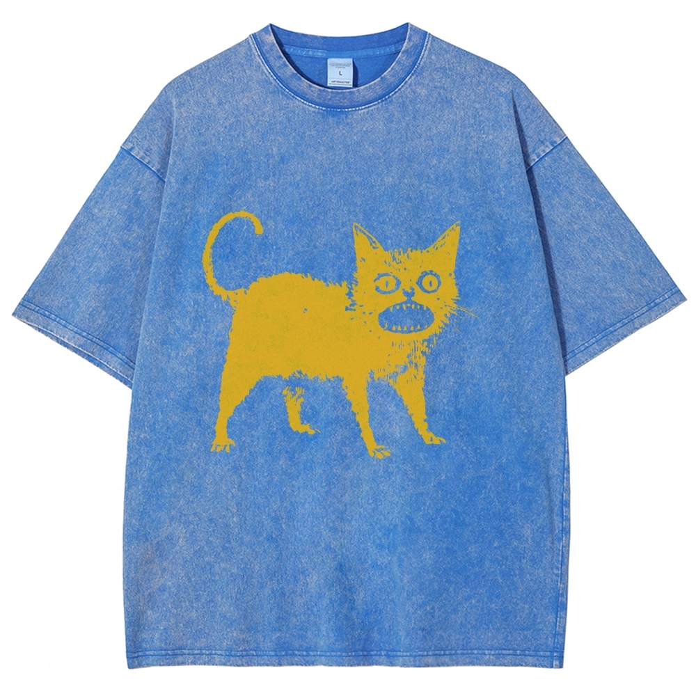 Horrible Japanese Cat Washed T-Shirt