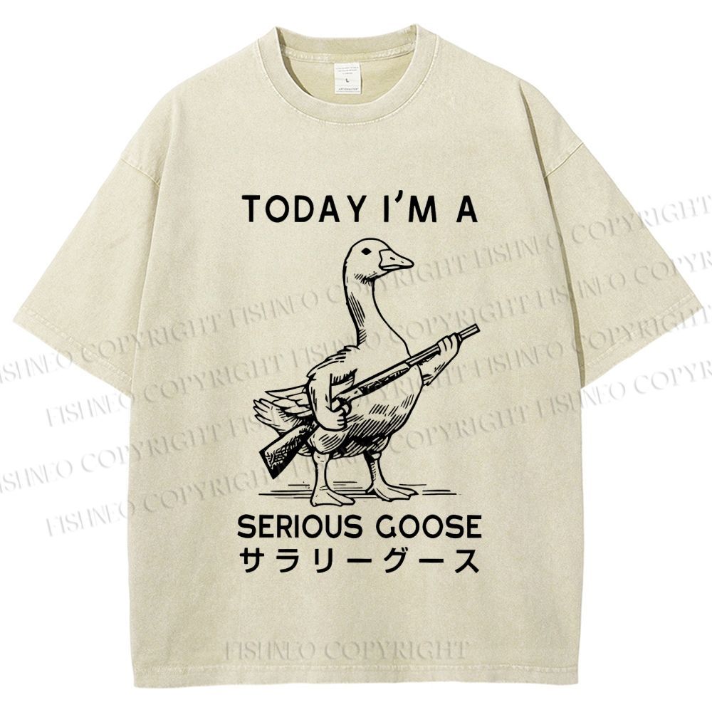 Unisex Today I am a serious goose Printed Washed Tee