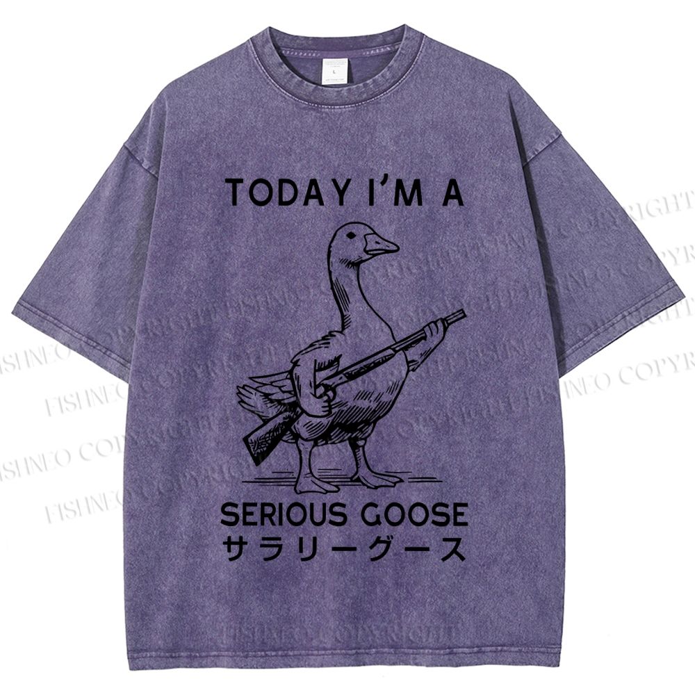 Unisex Today I am a serious goose Printed Washed Tee