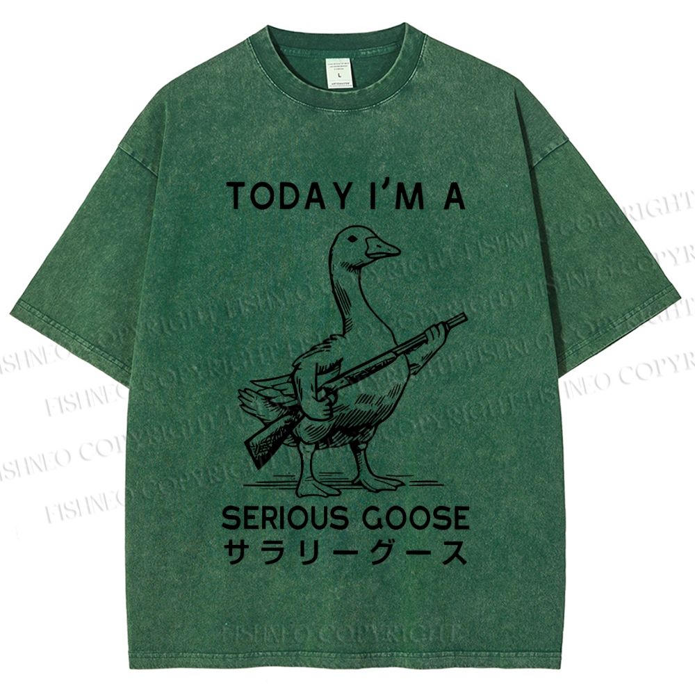 Unisex Today I am a serious goose Printed Washed Tee