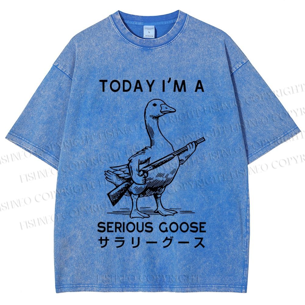 Unisex Today I am a serious goose Printed Washed Tee