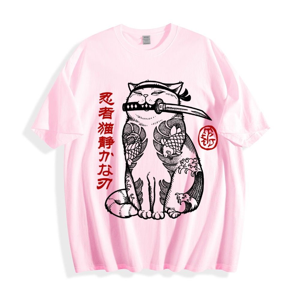 Japanese Cat Samurai Men's Classic Cotton T-Shirt