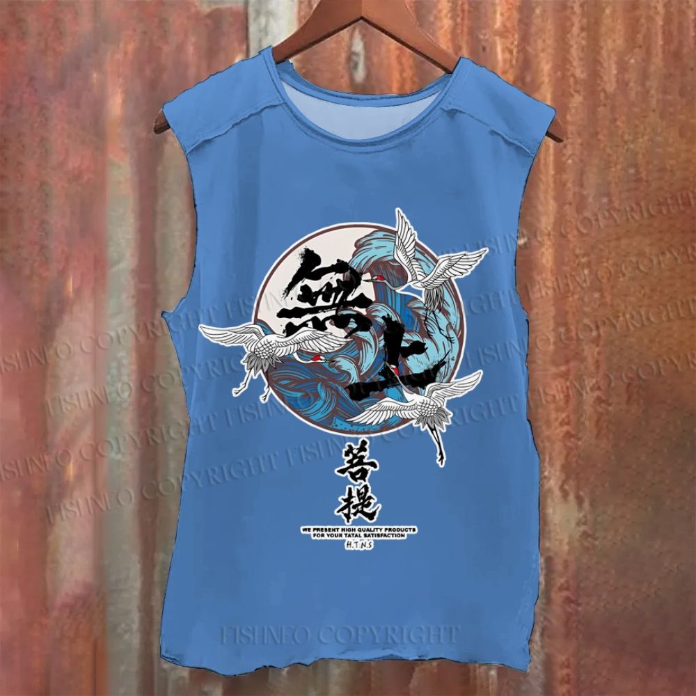 Vintage Japanese Art Wave Washed Tank Top
