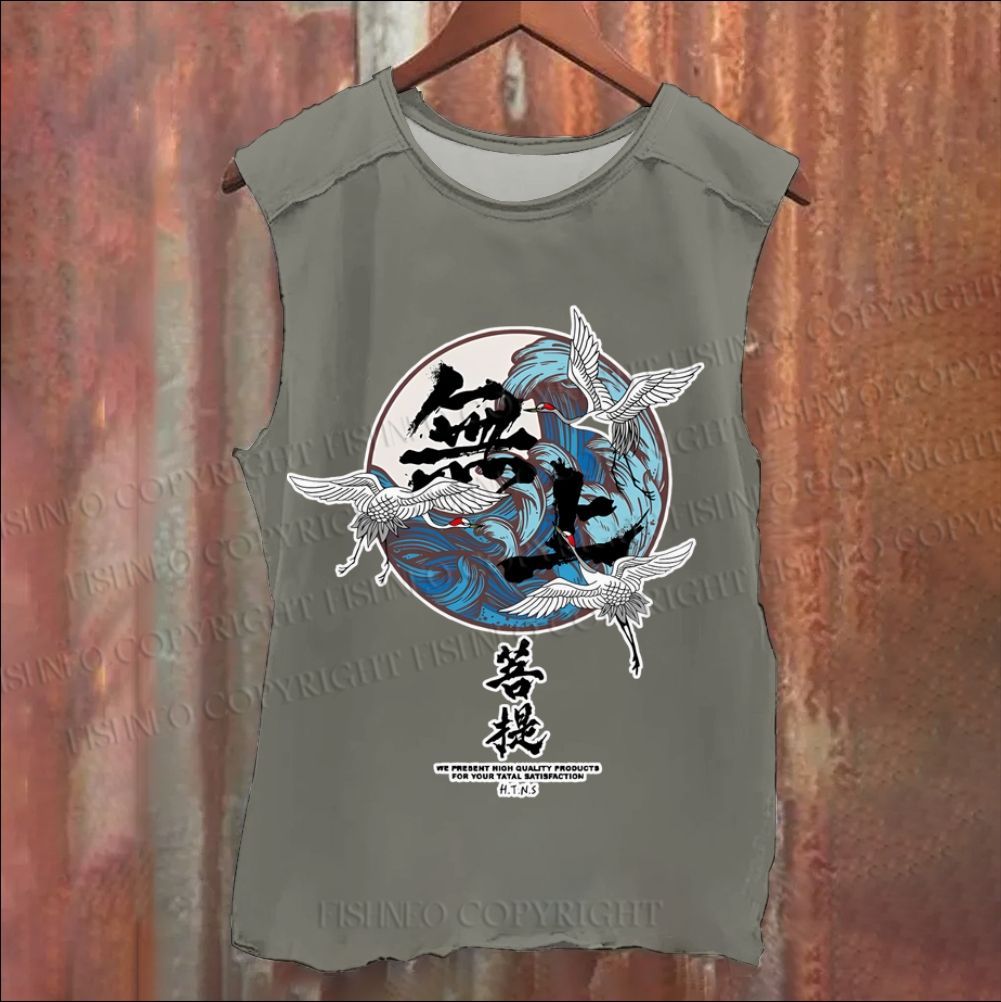 Vintage Japanese Art Wave Washed Tank Top