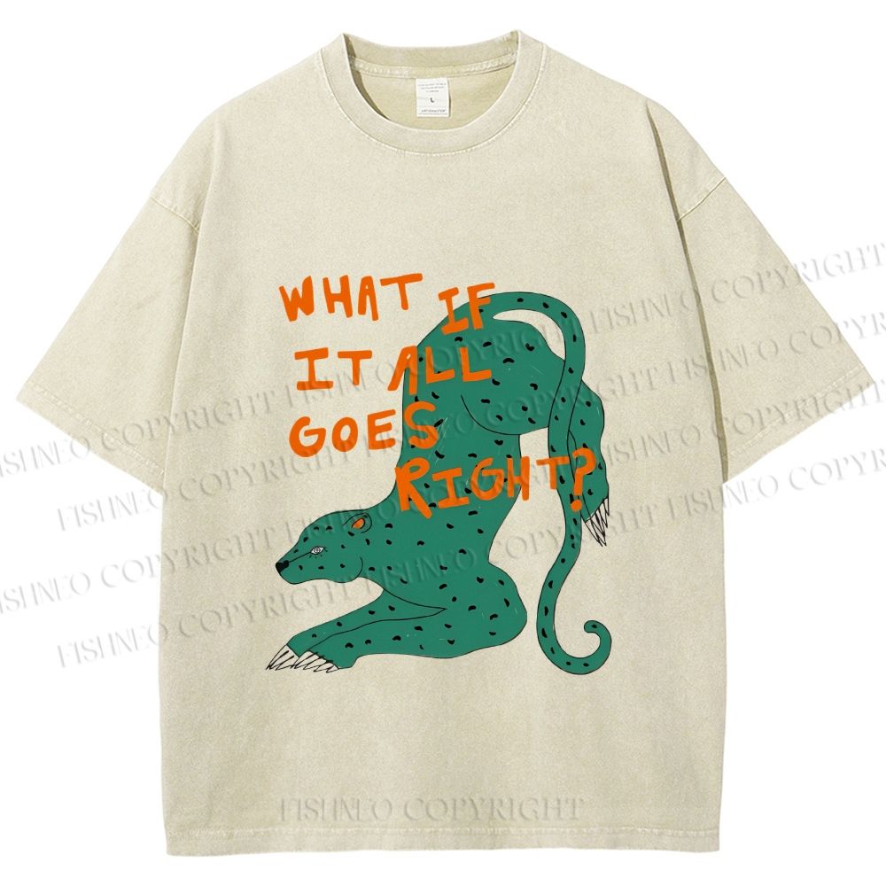 Unisex What if it all goes right Vintage Leopard Printed Washed Tee