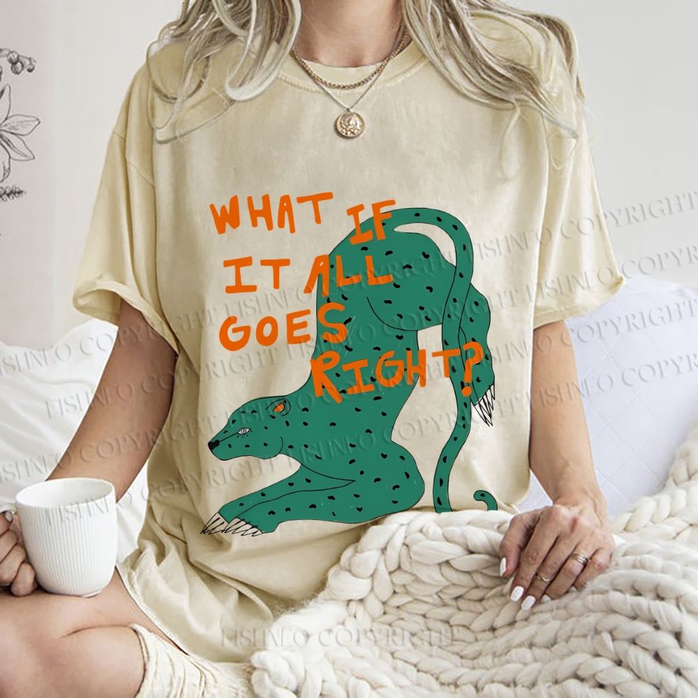 Unisex What if it all goes right Vintage Leopard Printed Washed Tee
