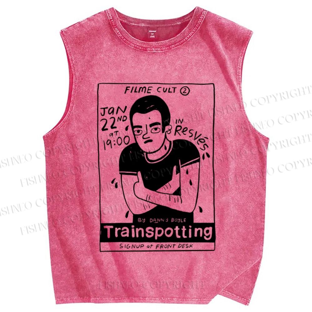 Unisex Trainsppotting Graffiti Printed Washed Tank Top