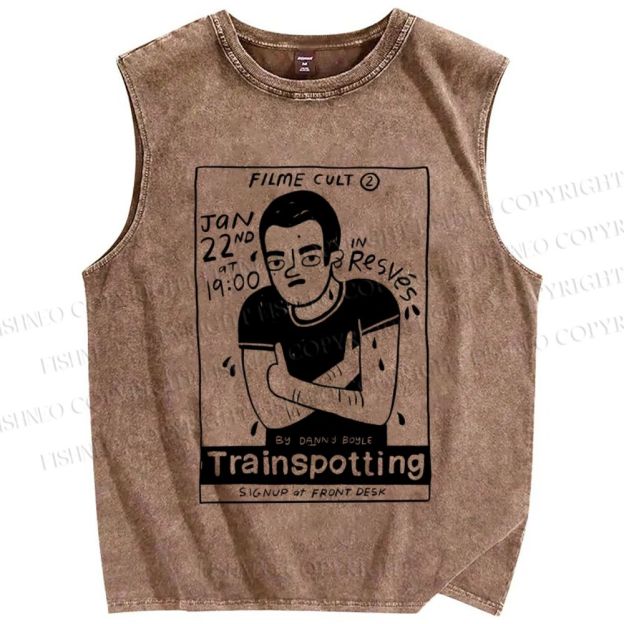 Unisex Trainsppotting Graffiti Printed Washed Tank Top