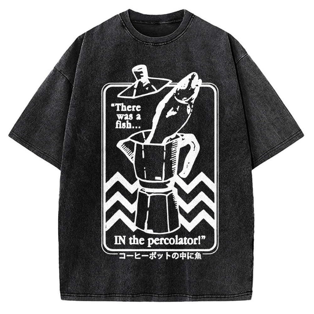Fish In The Coffee Machine Vintage Washed T-shirt