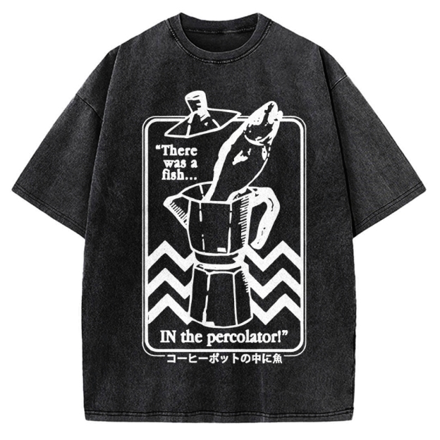Fish In The Coffee Machine Vintage Washed T-shirt