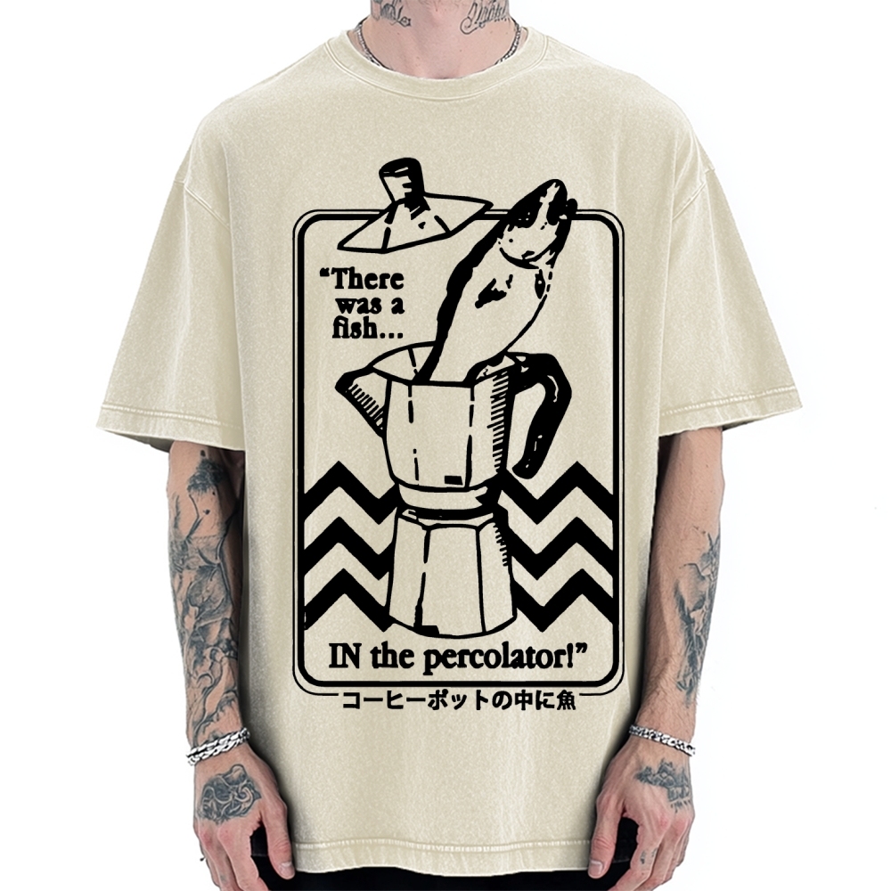 Fish In The Coffee Machine Vintage Washed T-shirt