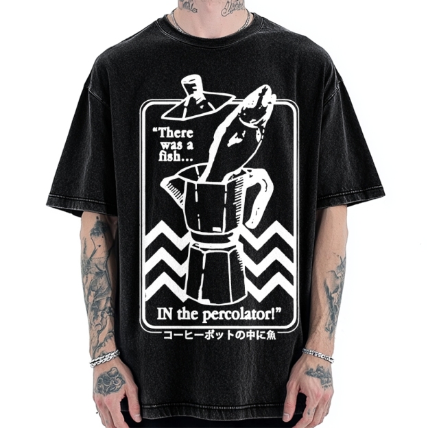 Fish In The Coffee Machine Vintage Washed T-shirt