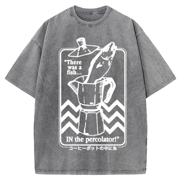 Fish In The Coffee Machine Vintage Washed T-shirt