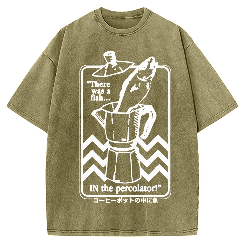 Fish In The Coffee Machine Vintage Washed T-shirt