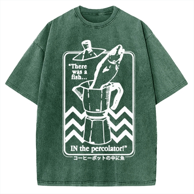 Fish In The Coffee Machine Vintage Washed T-shirt