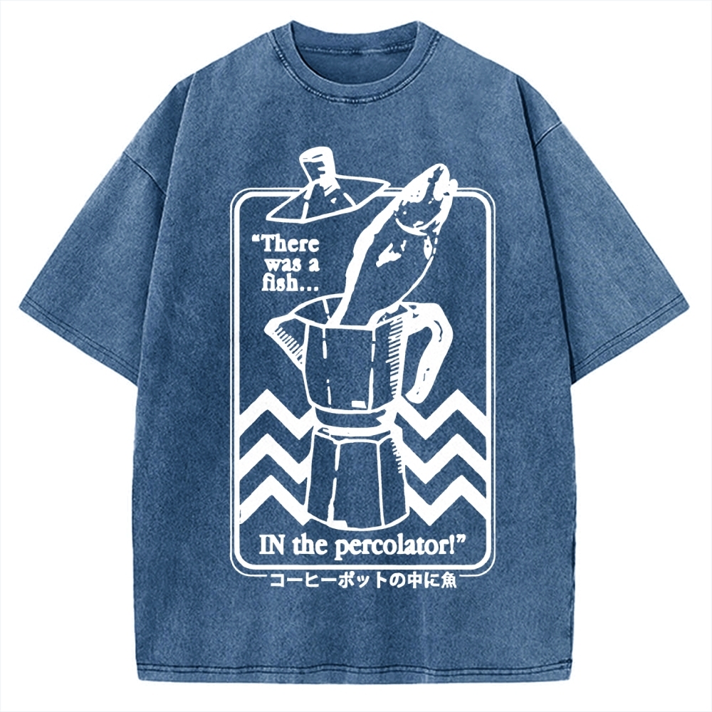 Fish In The Coffee Machine Vintage Washed T-shirt