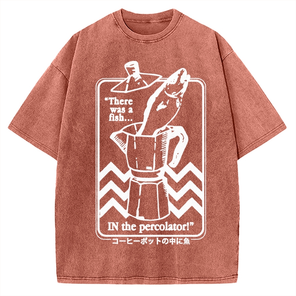 Fish In The Coffee Machine Vintage Washed T-shirt